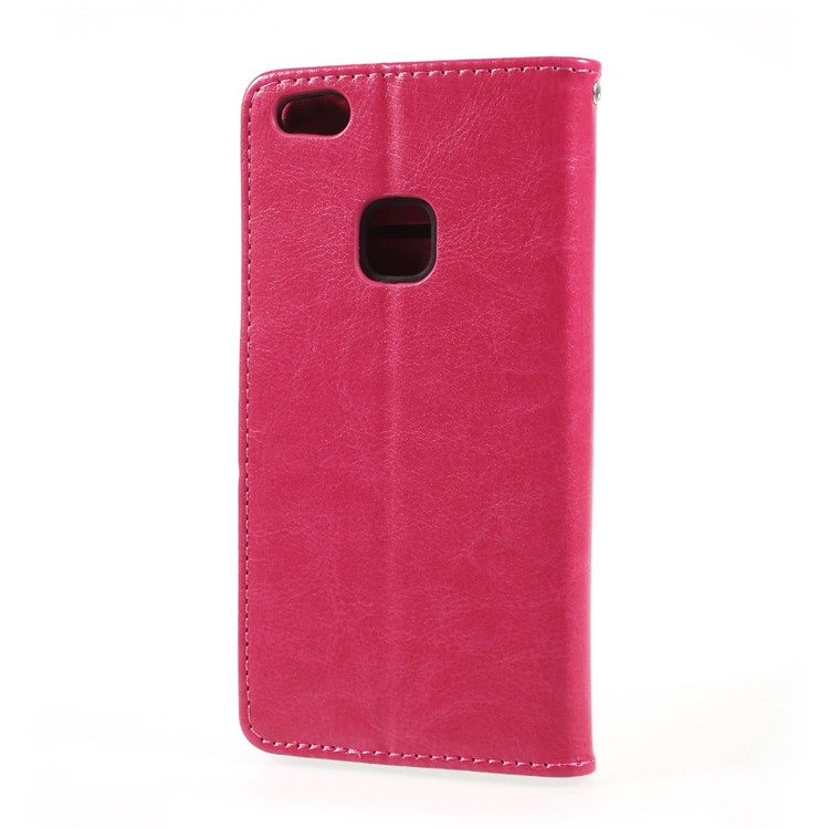 Crazy Horse Skin Mobile Leather Stand Wallet Cover pour Huawei P10 Lite - Rose-3