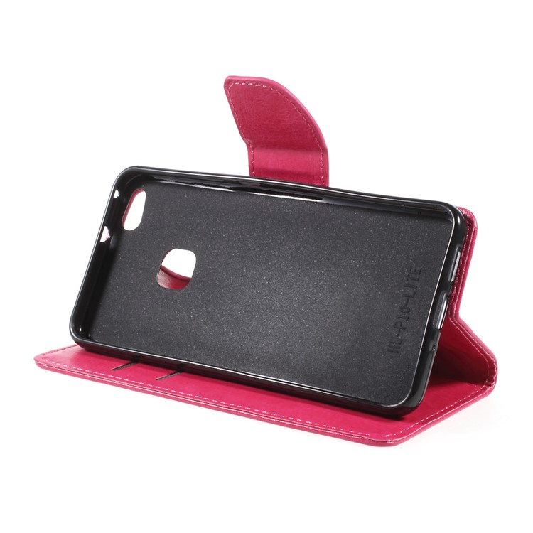 Crazy Horse Skin Mobile Leather Stand Wallet Cover pour Huawei P10 Lite - Rose-4