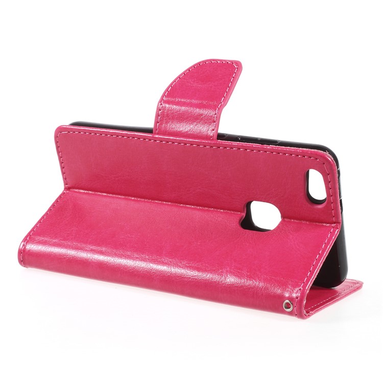Crazy Horse Skin Mobile Leather Stand Wallet Cover pour Huawei P10 Lite - Rose-5