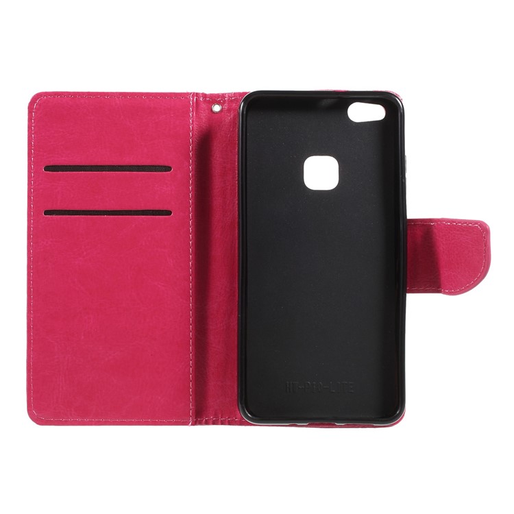 Crazy Horse Skin Mobile Leather Stand Wallet Cover pour Huawei P10 Lite - Rose-6