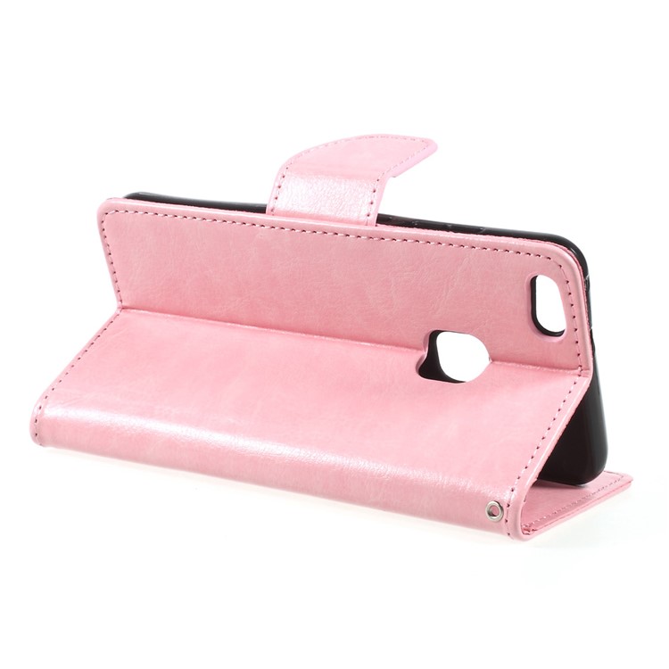 Crazy Horse Texture Leather Wallet Stand Mobile Protective Case for Huawei P10 Lite - Pink-5