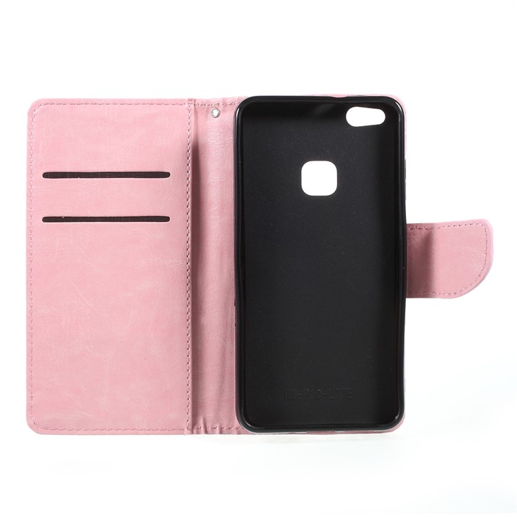 Crazy Horse Texture Leather Wallet Stand Mobile Protective Case for Huawei P10 Lite - Pink-6