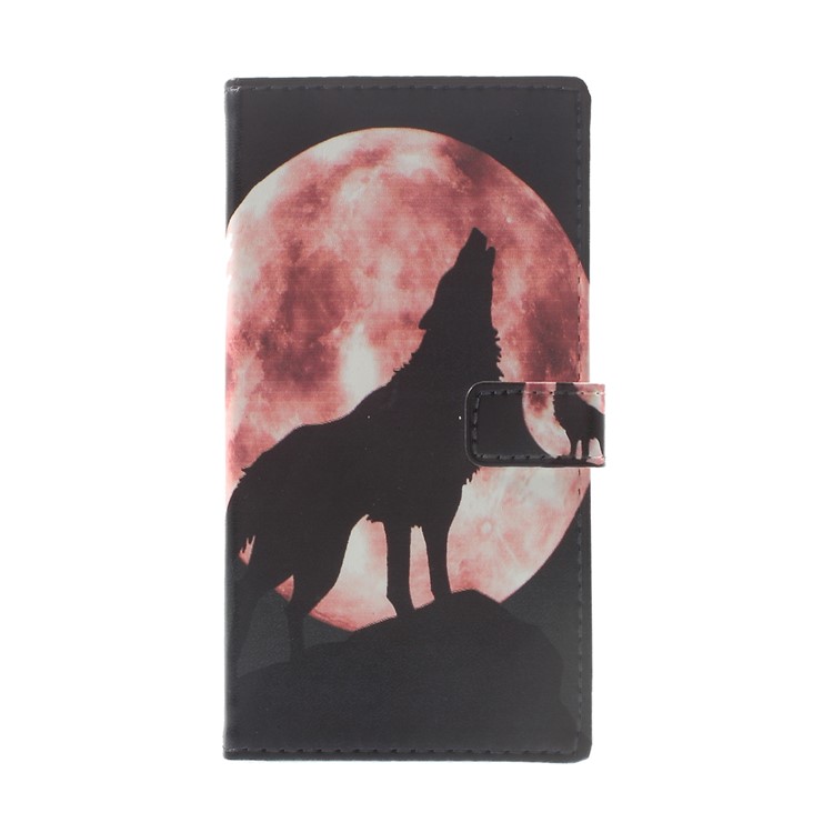 Pattern Printing Leather Wallet Case for Huawei P10 Lite - Wolf Howling at the Moon-3