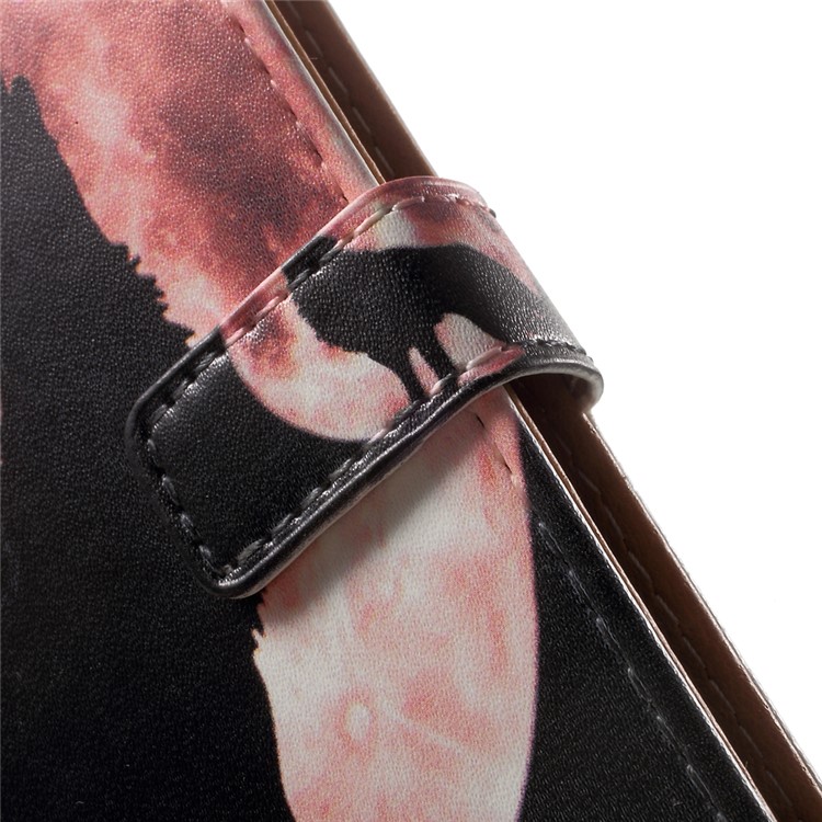 Pattern Printing Leather Wallet Case for Huawei P10 Lite - Wolf Howling at the Moon-7
