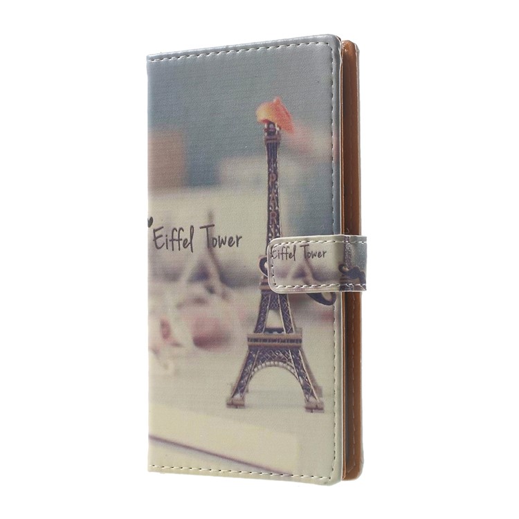 Pattern Printing Leather Wallet Cover Case for Huawei P10 Lite - Eiffel Tower and Mustache-2