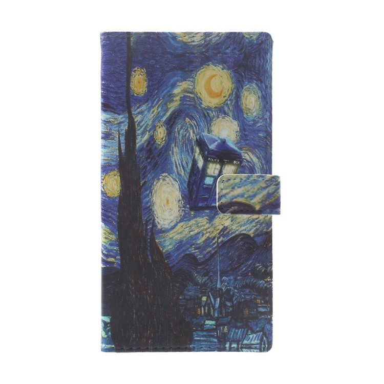 Pattern Printing Leather Wallet Case with Stand for Huawei P10 Lite - Oil Painting-1