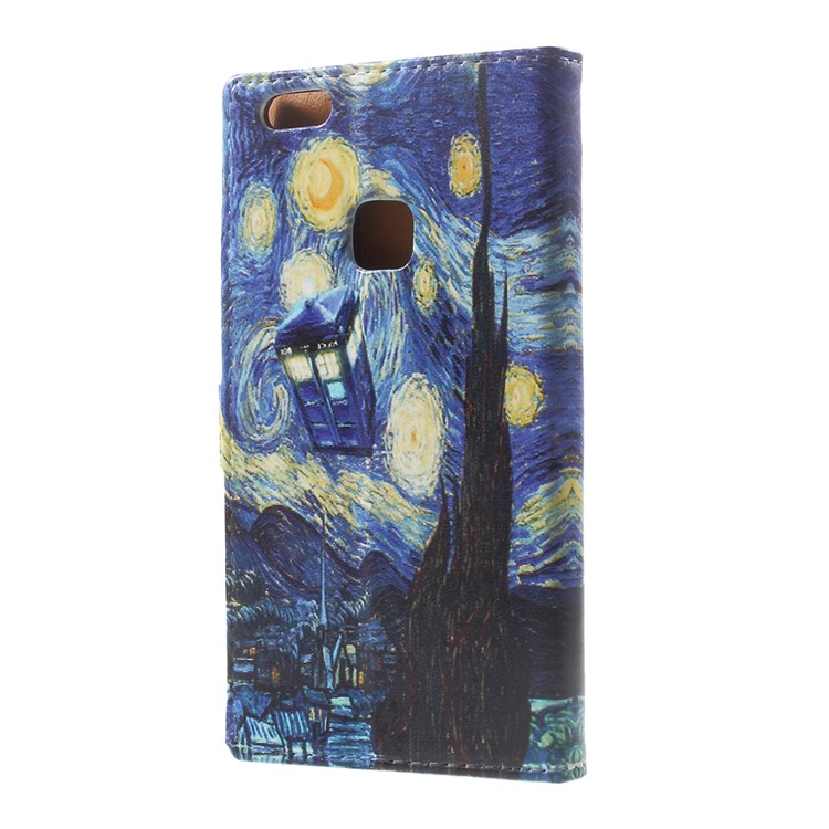 Pattern Printing Leather Wallet Case with Stand for Huawei P10 Lite - Oil Painting-3
