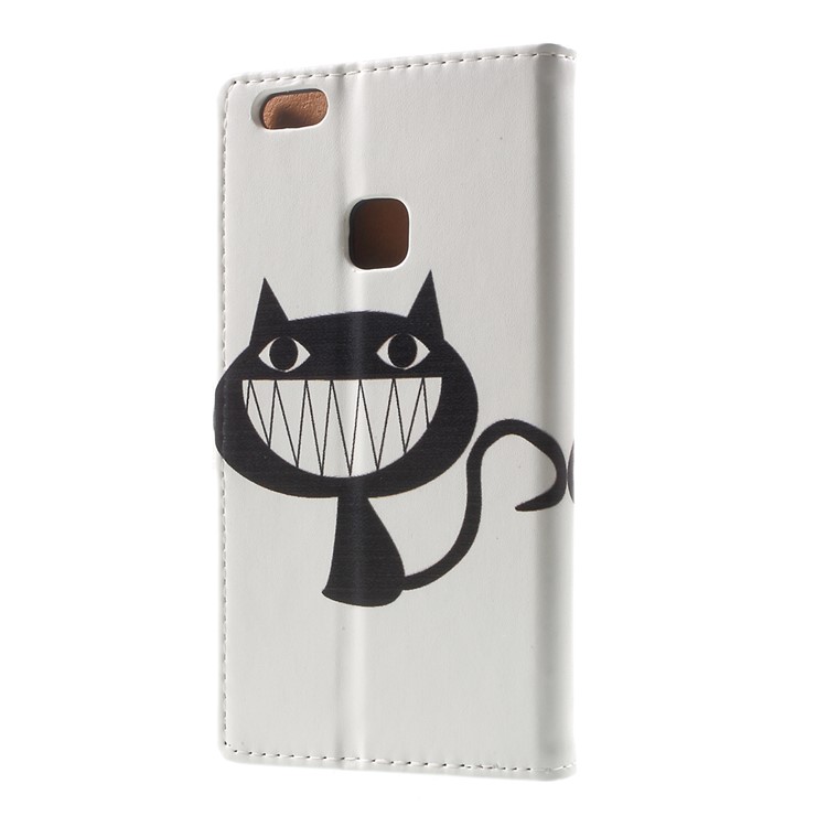 Pattern Printing Wallet Leather Phone Casing for Huawei P10 Lite - Black Cat-3