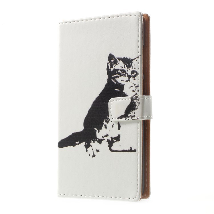 Pattern Printing Magnetic Leather Stand Case for Huawei P10 Lite - Black and White Cat-2