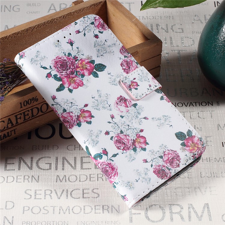 Callfree Pattern Printing Wallet Leather Stand Case for Huawei P10 Plus - Pretty Peonies-1