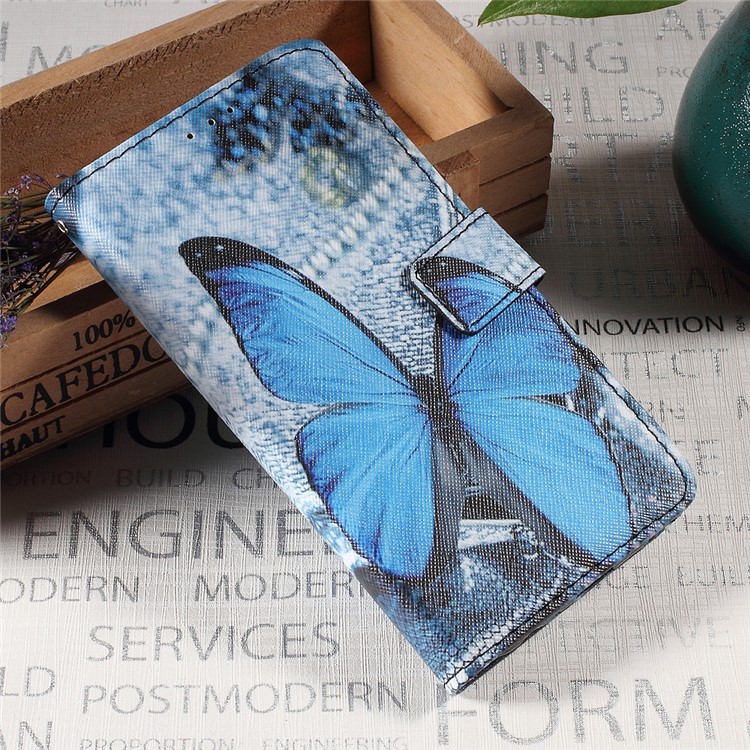 Callfree Leather Wallet Stand Mobile Cover for Huawei P10 - Blue Butterfly-1