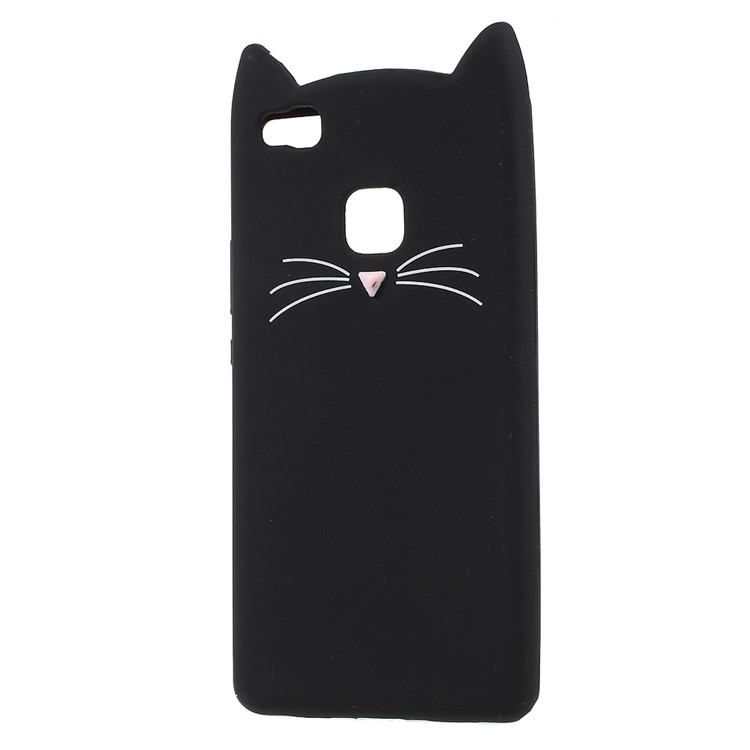 Lovely 3D Moustache Cat Soft Silicone Back Case for Huawei P9 Lite/G9 Lite - Black-2