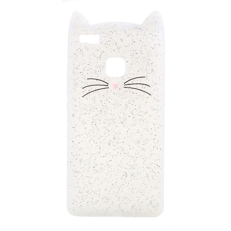 For Huawei P9 Lite/G9 Lite Cute 3D Moustache Cat Soft Silicone Mobile Shell - White-1
