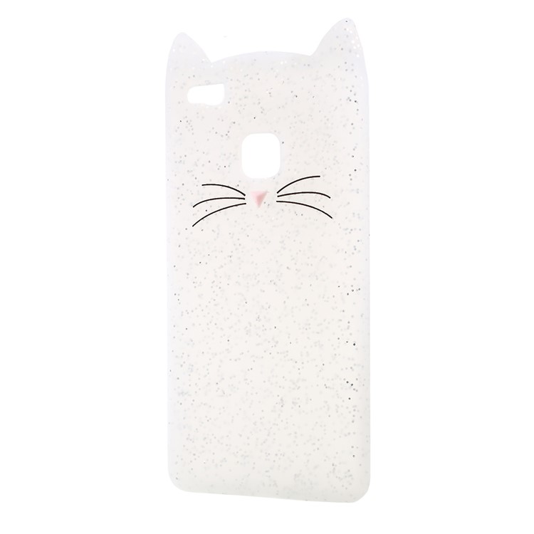 For Huawei P9 Lite/G9 Lite Cute 3D Moustache Cat Soft Silicone Mobile Shell - White-2