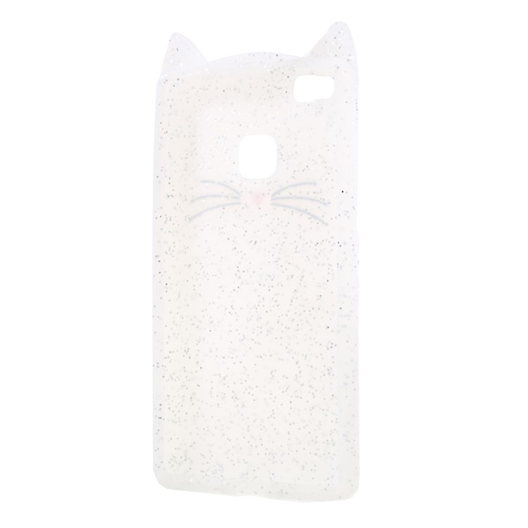 For Huawei P9 Lite/G9 Lite Cute 3D Moustache Cat Soft Silicone Mobile Shell - White-3
