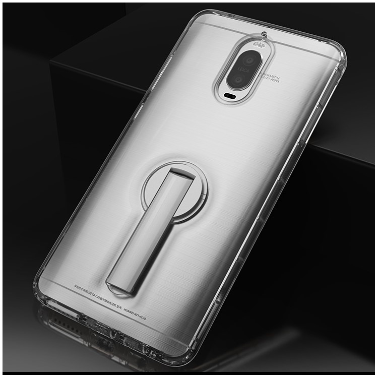 BOW Drop-proof Clear Soft TPU Phone Case with ABS Kickstand for Huawei Mate 9 Pro / Porsche Design - Silver-1