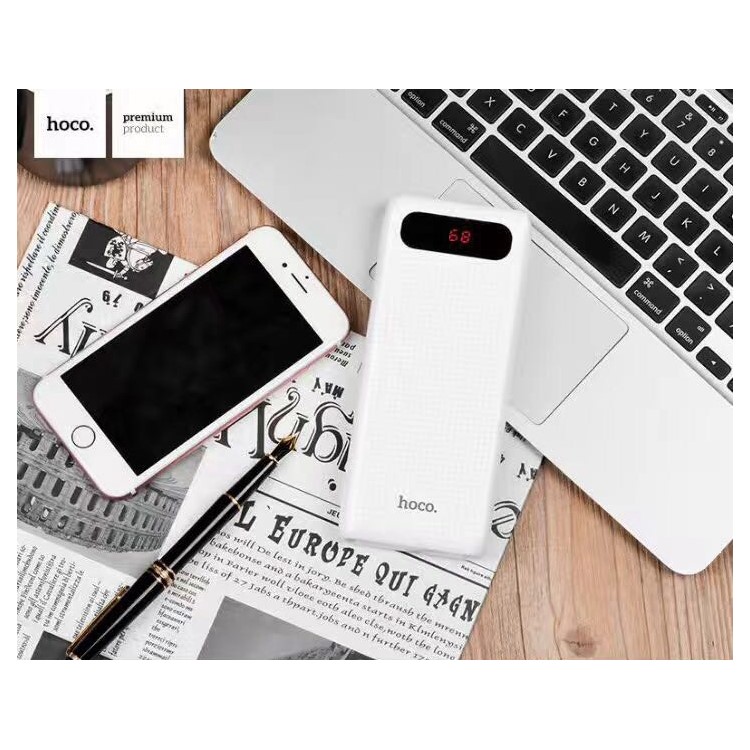 HOCO Mige LCD Power Bank 20000mAh External Battery Charger for Samsung Huawei Etc (B20A-20000) - White-2