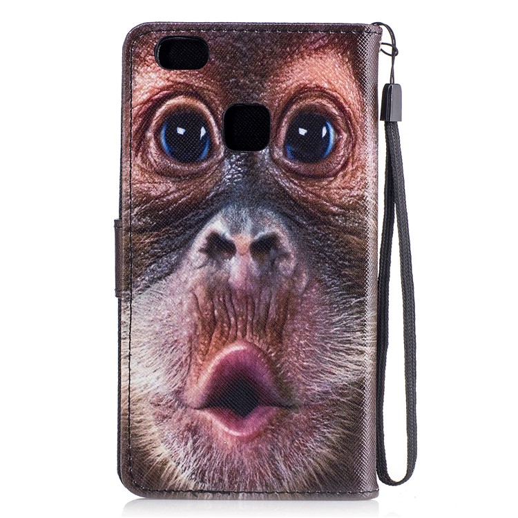 Pattern Printing Leather Wallet Cover for Huawei P9 Lite/G9 Lite - Monkey Pattern-2