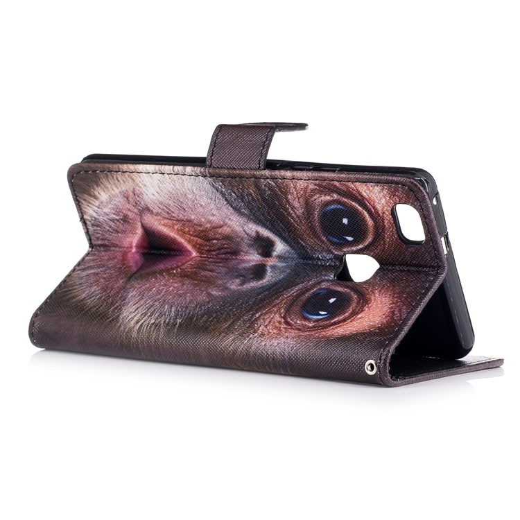 Pattern Printing Leather Wallet Cover for Huawei P9 Lite/G9 Lite - Monkey Pattern-3