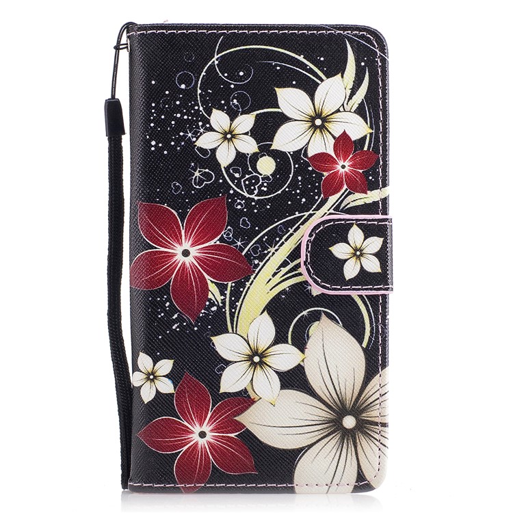 Pattern Printing Leather Card Holder Case for Huawei P9 Lite/G9 Lite - Flowers Pattern-1