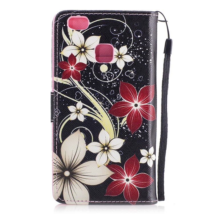 Pattern Printing Leather Card Holder Case for Huawei P9 Lite/G9 Lite - Flowers Pattern-2