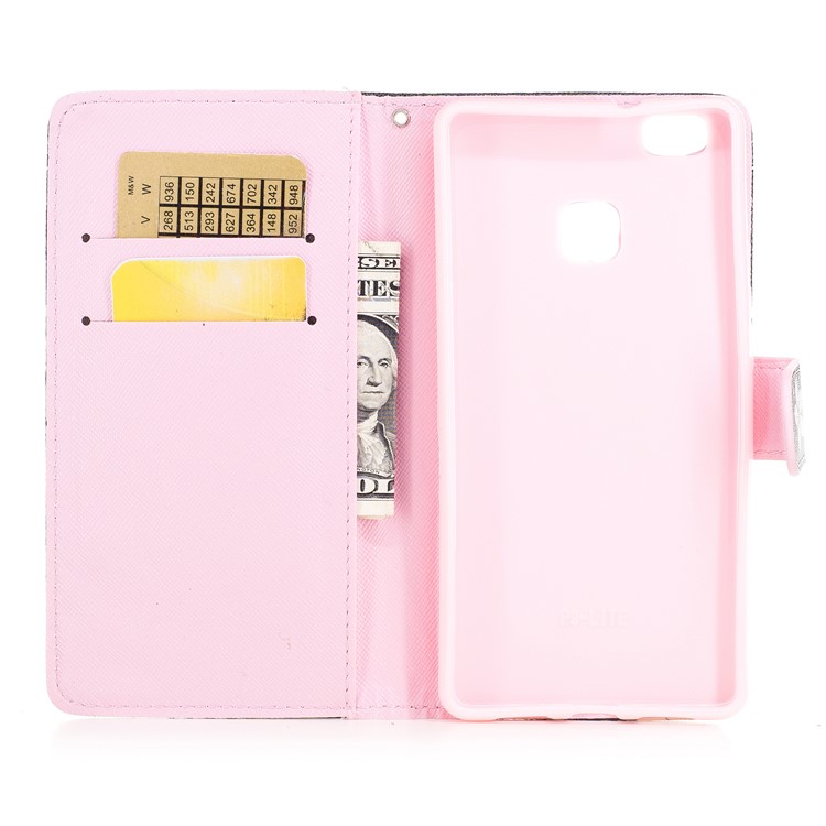 Pattern Printing Leather Card Holder Case for Huawei P9 Lite/G9 Lite - Flowers Pattern-6
