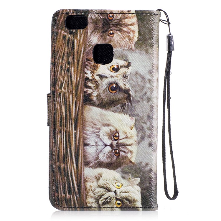 Pattern Printing PU Leather Wallet Case for Huawei P9 Lite/G9 Lite - Cat Pattern-2