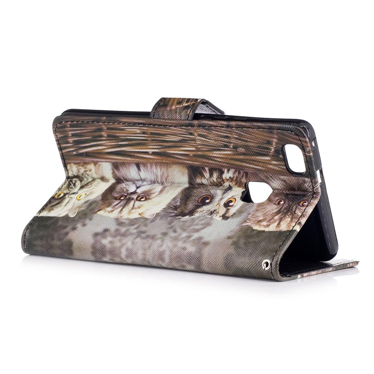 Pattern Printing PU Leather Wallet Case for Huawei P9 Lite/G9 Lite - Cat Pattern-3