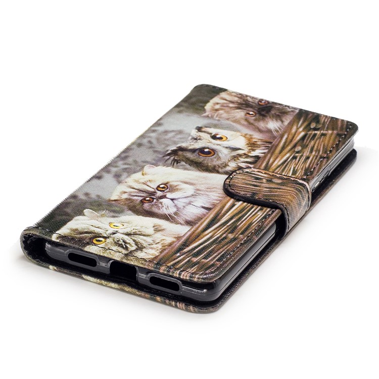 Pattern Printing PU Leather Wallet Case for Huawei P9 Lite/G9 Lite - Cat Pattern-5