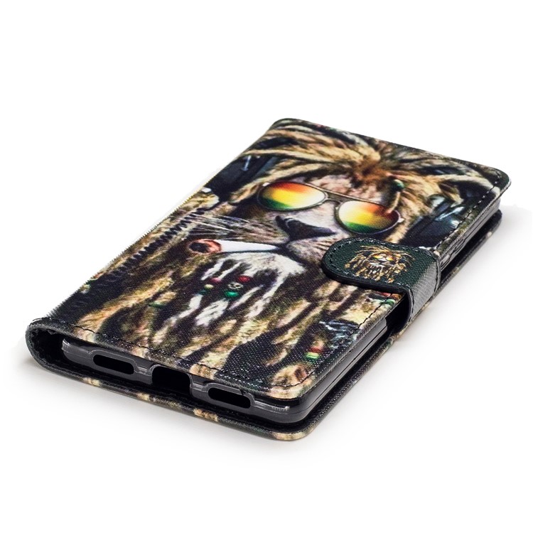 Pattern Printing Leather Wallet Cover Case for Huawei P9 Lite/G9 Lite - Smoking Lion-5