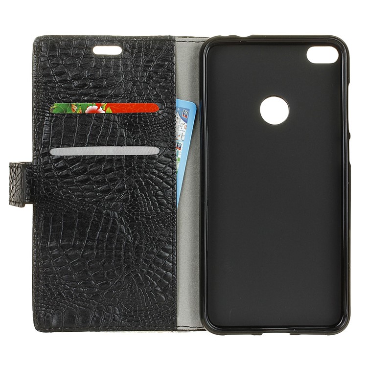 Crocodile Skin Wallet Leather Stand Mobile Casing for Huawei P9 Lite (2017) - Black-4