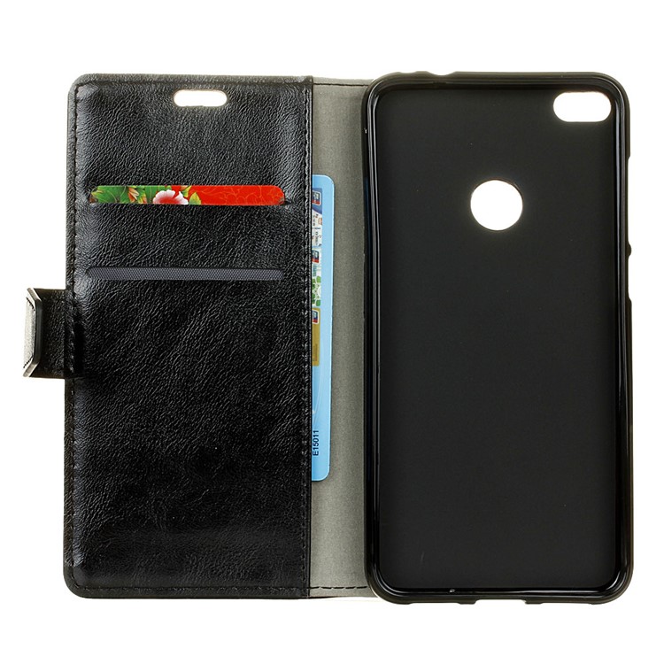 Crazy Horse Leather Wallet Case for Huawei P9 Lite (2017) - Black-4