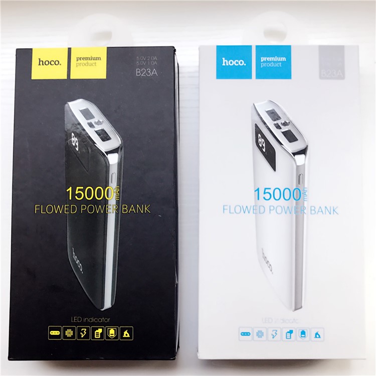 HOCO B23A-15000 2-Port USB 15000mAh Flowed Power Bank Charger for Samsung S8 etc. - Black-8