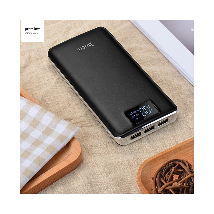HOCO B23B-20000 3-Port USB 20000mAh Flowed Portable Battery Charger for Samsung S8 etc. - Black-2