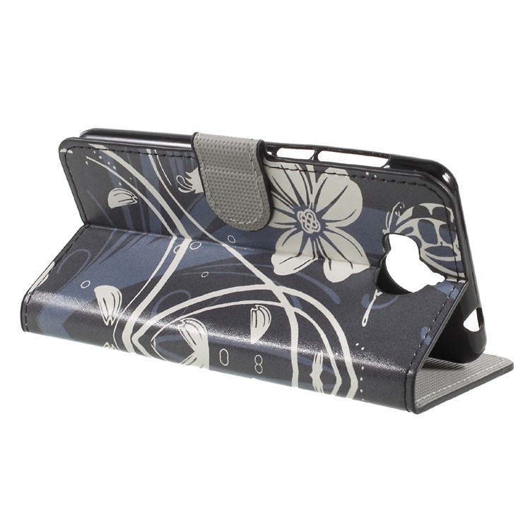 Patterned Wallet Leather Stand Protector Case for Huawei Y5 (2017) / Y6 (2017) - White Flowers-4