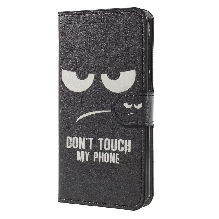 Wallet Leather Folio Pattern Case Cover for Huawei Y5 (2017) / Y6 (2017) - Do not Touch My Phone-1