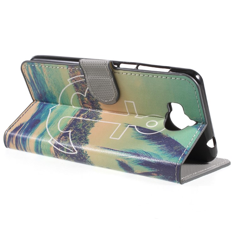 Patterned Leather Wallet Stand Mobile Phone Casing for Huawei Y5 (2017) / Y6 (2017) - Anchor Pattern-4