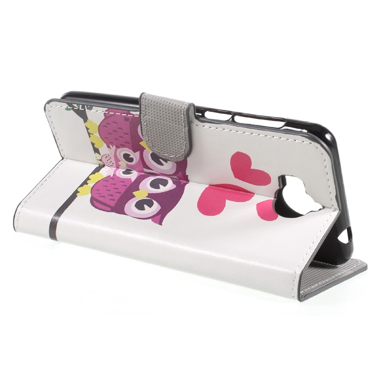 Wallet Stand Leather Patterned Mobile Phone Case for Huawei Y5 (2017) / Y6 (2017) - Sweet Owl Family-4
