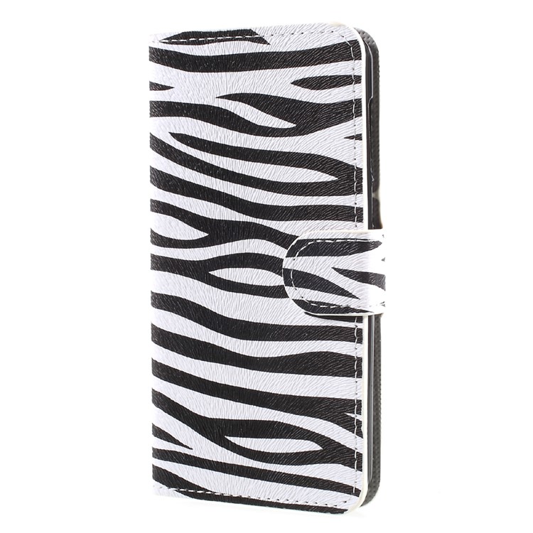 Patterned Leather Wallet Shell with Stand for Huawei Y5 (2017) / Y6 (2017) - Zebra Stripes-1