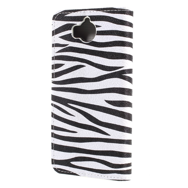 Patterned Leather Wallet Shell with Stand for Huawei Y5 (2017) / Y6 (2017) - Zebra Stripes-2