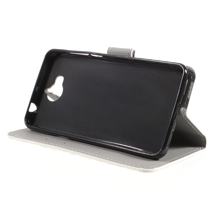 Patterned Leather Wallet Shell with Stand for Huawei Y5 (2017) / Y6 (2017) - Zebra Stripes-3