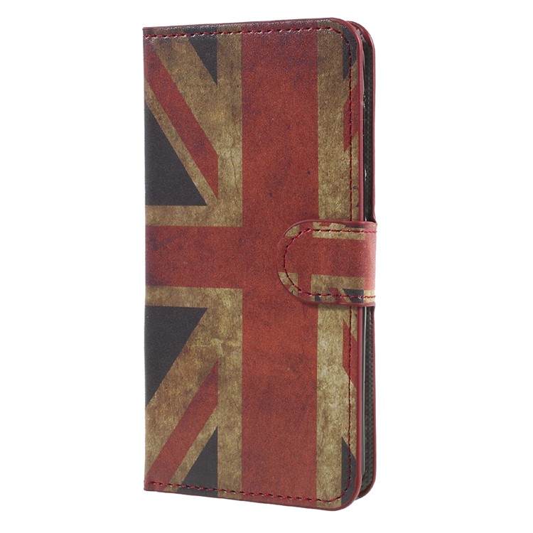 Patterned Leather Wallet Stand Mobile Phone Cover for Huawei Y5 (2017) / Y6 (2017) - Vintage UK Flag-1