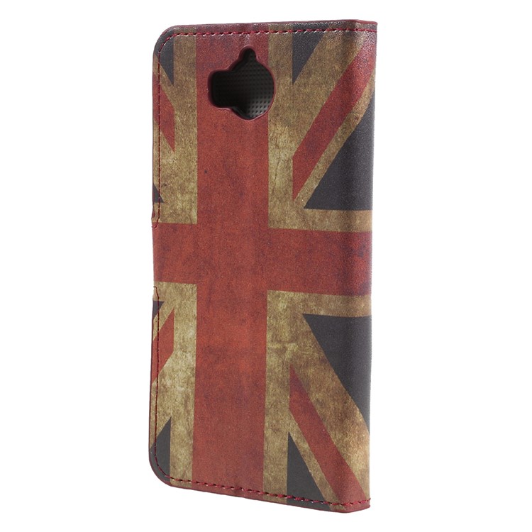 Patterned Leather Wallet Stand Mobile Phone Cover for Huawei Y5 (2017) / Y6 (2017) - Vintage UK Flag-2