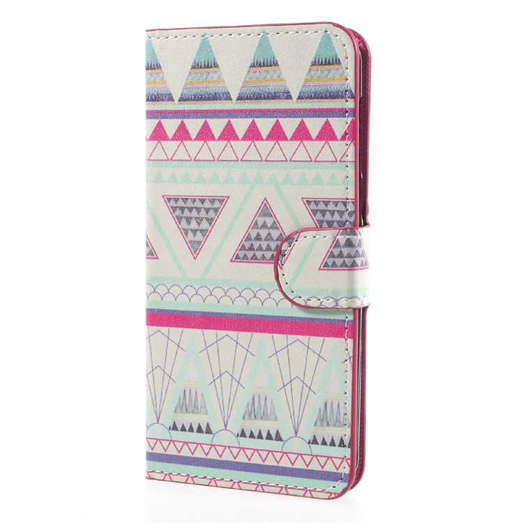 Magnetic Patterned Leather Stand Wallet Case for Huawei Y5 (2017) / Y6 (2017) - Tribal Triangles-1