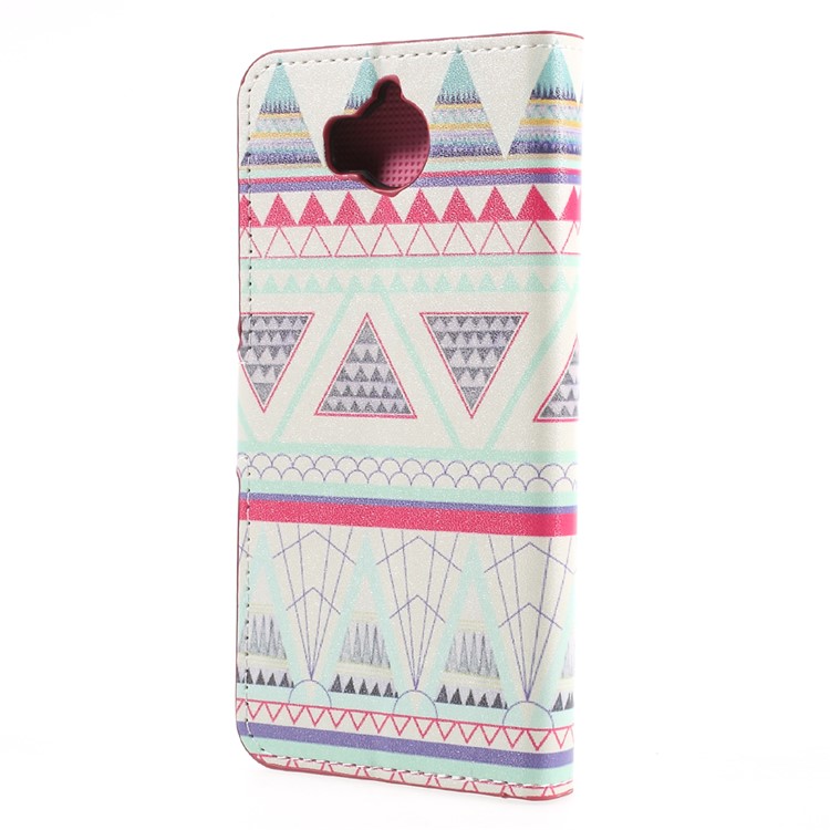 Magnetic Patterned Leather Stand Wallet Case for Huawei Y5 (2017) / Y6 (2017) - Tribal Triangles-2