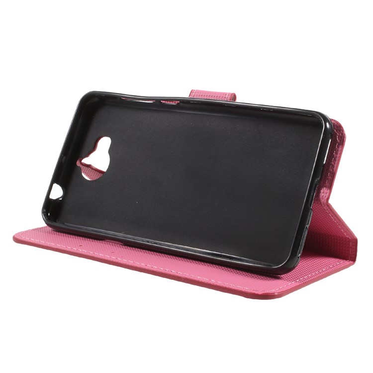 Patterned Leather Wallet Stand Flip Cover for Huawei Y5 (2017) / Y6 (2017) - Plum Blossom-3