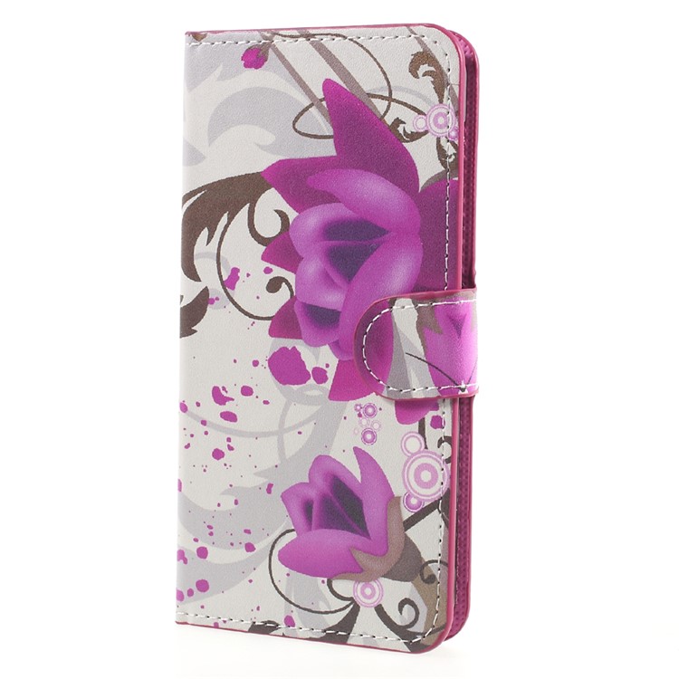 Patterned Leather Cover with Wallet Slots for Huawei Y5 (2017) / Y6 (2017) - Kapok Flowers-1