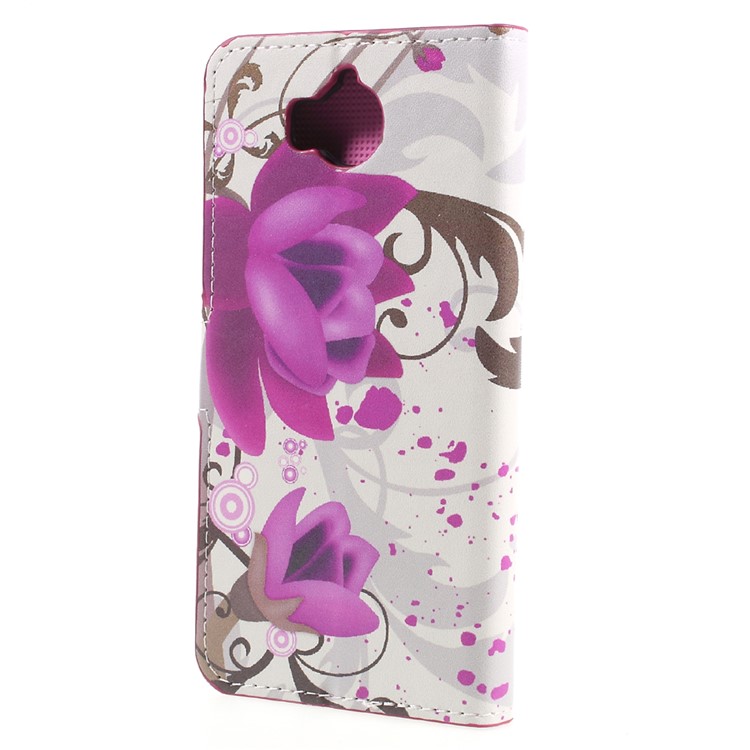 Patterned Leather Cover with Wallet Slots for Huawei Y5 (2017) / Y6 (2017) - Kapok Flowers-2