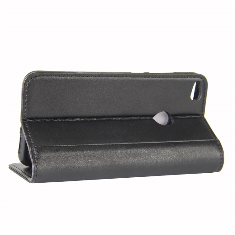 Genuine Split Leather Card Holder Stand Phone Cover for Huawei P8 Lite (2017) / Honor 8 Lite - Black-6