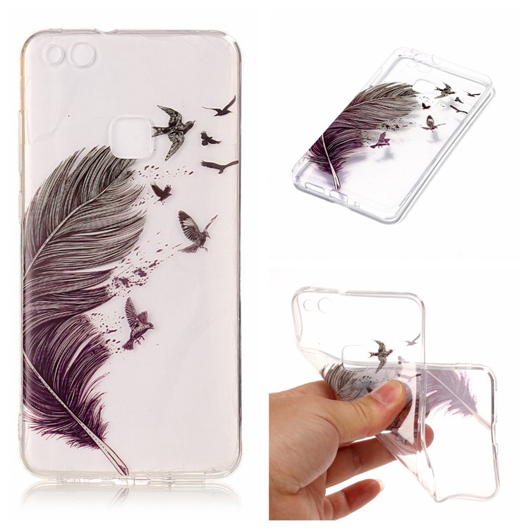 Pattern Printing IMD TPU Phone Shell Case for Huawei P10 Lite - Feather Pattern-1